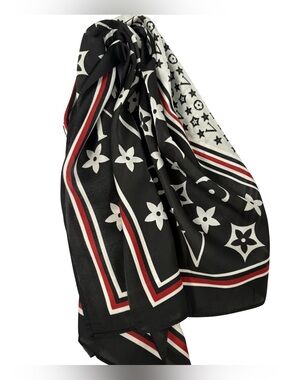 Designer Inspired Monogram Print Large Scarf Square Hair Neck Bag Wrap